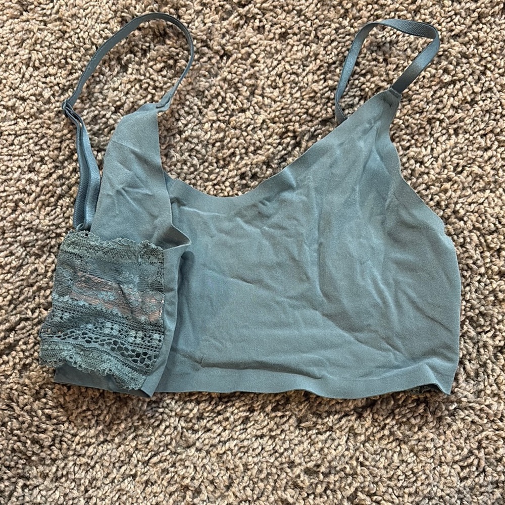 Stylish Victoria Secret Blue Bralette with back Lace Detail, super soft! M
